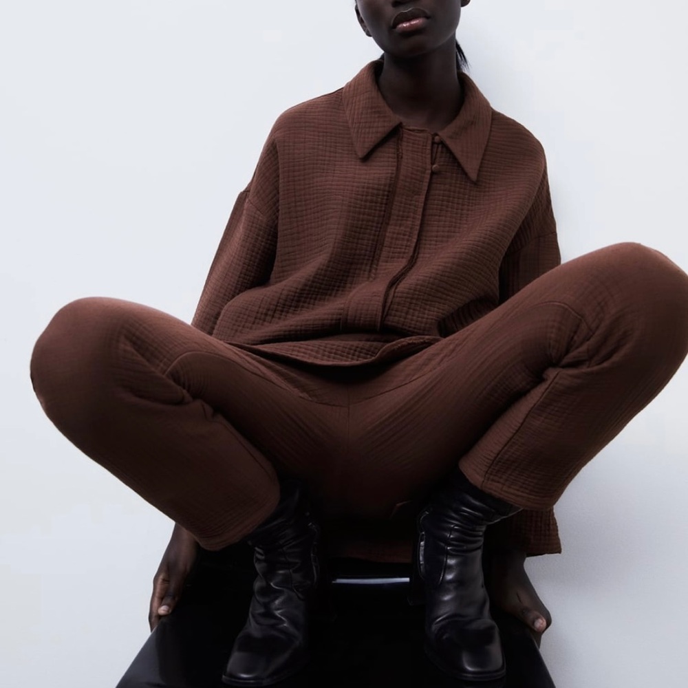 Zara textured brown pants